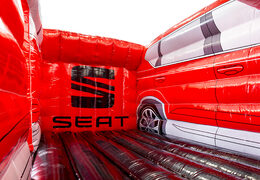 Bestel online opblaasbare SEAT -  auto springkussens in rood op maat bij JB Promotions Nederland; specialist in opblaasbare reclame artikelen zoals maatwerk springkussens