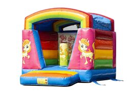 Klein springkussen overdekt kopen in thema unicorn voor kinderen. Bestel springkussens online bij JB Inflatables Nederland