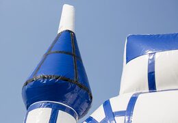 Midi overdekt multifun springkussen met glijbaan bestellen in het thema kasteel voor kinderen. Springkussens online te koop bij JB Inflatables Nederland