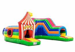 Kruiptunnel circus springkussen met obstakals, een klimhelling en glijhelling voor kids bestellen. Koop springkussens online bij JB Inflatables Nederland