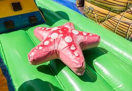 Groot opblaasbaar open speelpark springkussen van 15 meter met glijbaan en spellen te koop in thema sealife world vissen voor kinderen