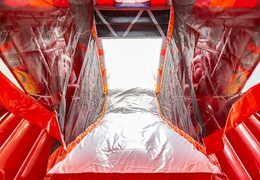 Opblaasbaar multiplay brandweer springkasteel met een glijbaan in het midden en 3D objecten kopen voor kinderen. Bestel springkastelen online bij JB Inflatables Nederland