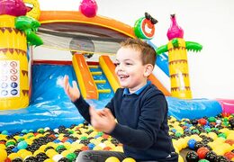 Bestel opblaasbaar multiplay springkasteel in thema flamingo met of zonder bad voor kinderen bij JB Inflatables Nederland. Koop springkastelen online bij JB Inflatables Nederland