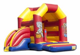 Midi overdekt multifun springkasteel met glijbaan kopen in circus thema voor kinderen. Koop springkastelen online bij JB Inflatables Nederland