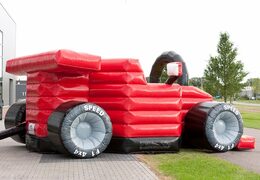 Uniek F1 auto springkussen  kopen in de kleuren zwart rood bruin en geel voor kinderen. Bestel springkussens online bij JB Inflatables Nederland