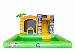 Opblaasbaar Jumpy Happy Splash springkasteel met bad kopen in thema tropisch Hawai voor kinderen bij JB Inflatables