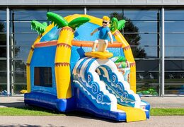 Overdekt maxifun super springkussen met glijbaan in beach thema kopen voor kinderen. Bestel springkussens online bij JB Inflatables Nederland