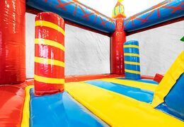 Bestel kleine opblaasbare springkasteel in thema circus met glijbaan voor kinderen. Opblaasbare springkastelen online te koop bij JB Inflatables Nederland