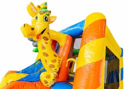 Klein multiplay opblaasbare luchtkussen in feest thema kopen voor kinderen. Bestel opblaasbare luchtkussens met glijbaan online bij JB Inflatables Nederland