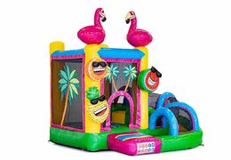 Mini opblaasbare multiplay springkasteel in flamingo thema te bestellen voor kinderen. Bestel opblaasbare springkastelen online at JB Inflatables Nederland
