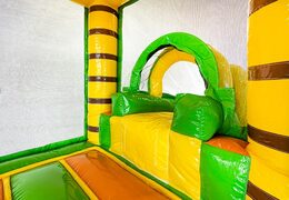 Koop mini opblaasbare multiplay springkussen in jungle thema met glijbaan voor kinderen. Bestel opblaasbare springkussens online bij JB Inflatables Nederland