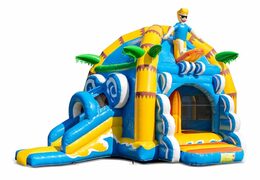 Opblaasbaar overdekt multifun super springkussen met glijbaan kopen in thema strand beach voor kinderen Bestel springkussens online bij JB Inflatables Nederland