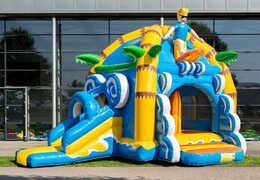 Overdekt multifun super springkussen met glijbaan in strand thema kopen voor kinderen. Bestel springkussens online bij JB Inflatables Nederland