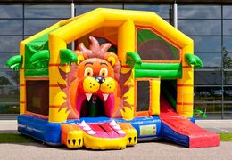 Medium opblaasbare multiplay springkasteel in leeuw thema te bestellen voor kinderen. Bestel opblaasbare springkastelen online at JB Inflatables Nederland