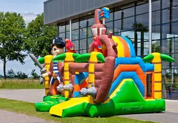 Bestel mini opblaasbare piratenboot luchtkussen met glijbaan voor kinderen. Koop opblaasbare luchtkussens online at JB Inflatables Nederland 
