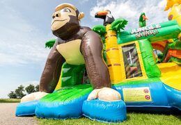 Medium opblaasbare multiplay springkasteel in safari gorilla thema te bestellen voor kinderen. Bestel opblaasbare springkastelen online at JB Inflatables Nederland
