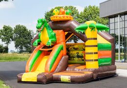 Opblaasbare slide combo dinosaurus springkussen te koop voor kinderen. Koop nu springkussens met glijbaan bij JB Inflatables Nederland