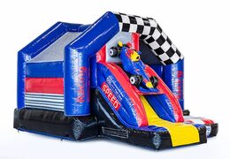 Bestel opblaasbare slide combo springkussen voor kinderen in formule 1 thema. Opblaasbare springkussen met glijbaan te koop bij JB Inflatables Nederland