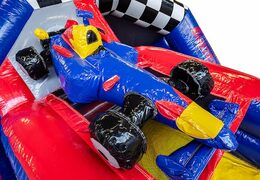 Slide combo opblaasbare springkasteel kopen in formule 1 thema voor kinderen. Koop nu opblaasbare springkastelen met glijbaan bij JB Inflatables Nederland