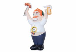 Opblaasbare abraham bourgondier met bier en een worst in zijn hand te koop