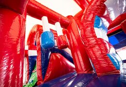 Springkussen in brandweer thema met een glijbaan bestellen voor kinderen. Koop opblaasbare springkussens online bij JB Inflatables Nederland