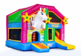 Bestel medium opblaasbare unicorn springkussen met glijbaan voor kinderen. Koop opblaasbare springkussens online at JB Inflatables Nederland 