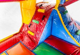 Springkussen in superblocks thema met glijbaan en met binnenin 3D objecten bestellen voor kinderen.  Koop opblaasbare springkussens online bij JB Inflatables Nederland