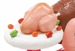 inflatable sarah pop bourgondier met fles en eten in de handen kopen