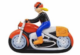 Opblaasbare extra grote Sarah op rode motor kopen als blikvangers