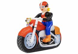 Opblaasbare extra grote Sarah op rode motor te koop als blikvangers