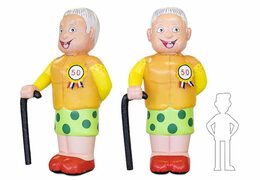 Opblaasbare Sarah pop getint blikvanger bestellen voor 50 verjaardag jubilaris feest bij JB Inflatables