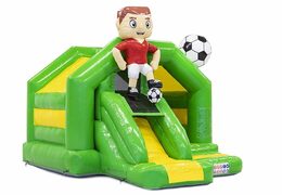 Slide combo opblaasbaar springkussen met voetbal thema in het groen bestellen voor kinderen