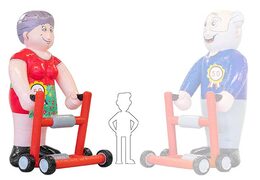Sarah opblaasbare pop met rollator voor verjaardagen als blikvanger