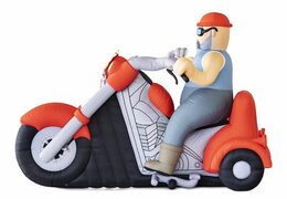 Opblaasbare Abraham Route 66 pop op motor als blikvanger voor verjaardagen bestellen