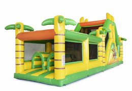 Stormbaan 13.5 meter lang in thema jungle met passende 3D objecten bestellen voor kids. Koop opblaasbare stormbanen nu online bij JB Inflatables Nederland