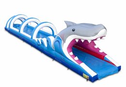 Spectaculaire opblaasbare haai buikschuifbaan 18meter lang bestellen voor kids. Koop opblaasbare buikschuifbanen nu online bij JB Inflatables Nederland