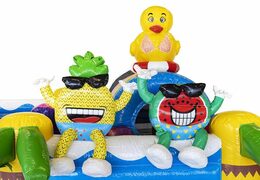 Opblaasbaar luchtkussen met glijbaan in summer party thema kopen voor kinderen