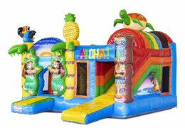 Opblaasbaar springkussen met glijbaan in hawaii thema kopen voor kinderen