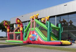 Haal uw unieke 17 meter brede stormbaan in cowboy thema nu voor kids. Bestel opblaasbare stormbanen bij JB Inflatables Nederland