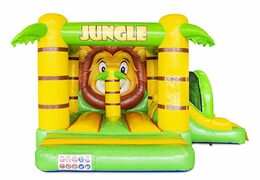 compacte opblaasbaar springkussen met glijbaan in jungle thema te koop voor kinderen
