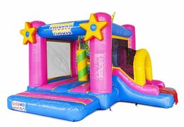 klein opblaasbaar springkussen met glijbaan in unicorn thema bestellen