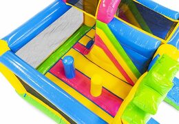 Bestel opblaasbaar springkussen met glijbaan in hawaii thema voor kinderen