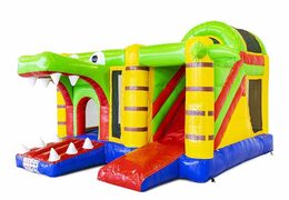 Opblaasbaar springkussen met glijbaan in krokodillen thema bestellen voor kinderen