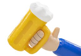 Opblaasbare abraham pop feestend met bier in zijn hand te koop voor verjaardagen