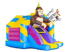 Opblaasbare slide combo animal party met glijbaan aan de voorkant te koop voor kinderen