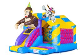 Animal party  slide combo luchtkussen met glijbaan en 3d dieren erop kopen voor kinderen