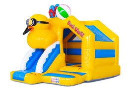 Opblaasbaar springkussen slide combo met glijbaan aan de voorkant in eenden thema te koop voor kinderen