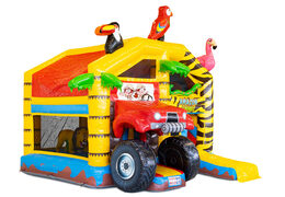 Opblaasbare multiplay springkussen met dak in amazon safari thema kopen voor kinderen