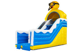 Koop 4 in 1 glijbaan in thema Rubber Duck voor kinderen. Bestel opblaasbare glijbanen nu online bij JB Inflatables Nederland