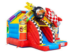 Slide combo springkasteel in comic thema met raket en bom
